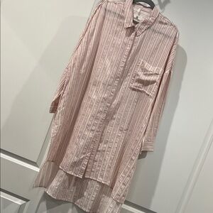 Lou & Grey Striped Long Button-Down Shirt Dress/ duster